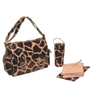 Giraffe Coated Double Buckle Bag in Chocolate and Pink