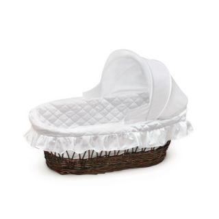 Badger Basket Cherry Wicker Moses Basket with Hood and White Bedding