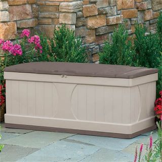 Suncast Resin 99 Gallon Extra Large Deck Box in Light Taupe with Mocha