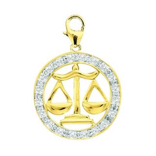 EZ Charms 14K Yellow Gold Diamond Zodiac   Libra Charm