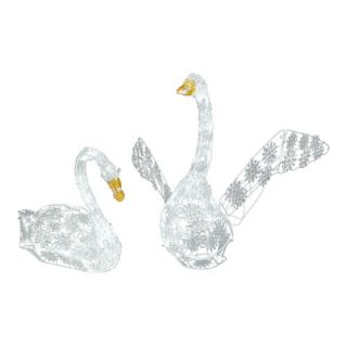 Sparkle Clear LED Lighted Snowflakes Couple Swan