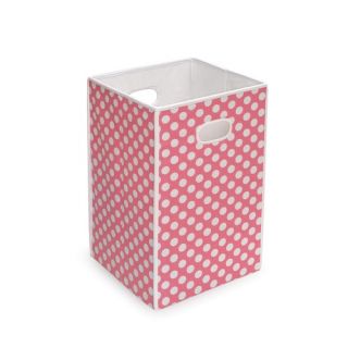 Folding Hamper/Storage Bin in Pink with White Polka Dots