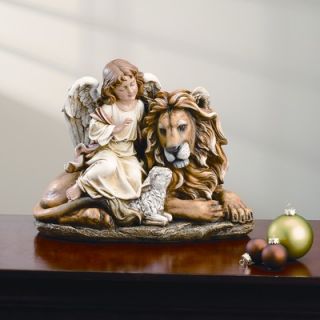 Roman Lion and Lamb with Angel Figurine