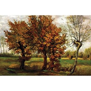 Buyenlarge Autumn Landscape with Four Trees Canvas Art   25618