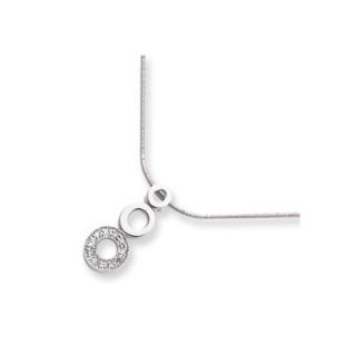 Jewelryweb Rhodium plated Graduated Circles CZ Necklace   18 Inch