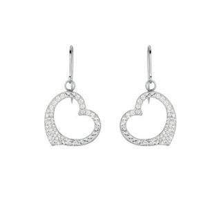 Sterling Silver 118 Crystal Heart Dangle Earring   AI E0017 SS