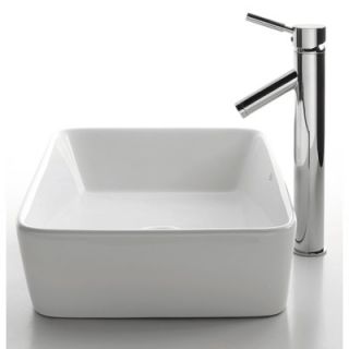 Kraus 15 Ceramic Rectangular Vessel Sink in White