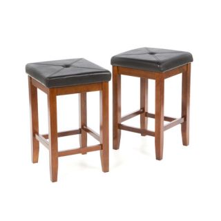 Upholstered Square Seat 24 Barstool in Classic Cherry