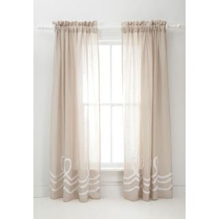 Pine Cone Hill Ruched Linen Window Panel in Platinum / White