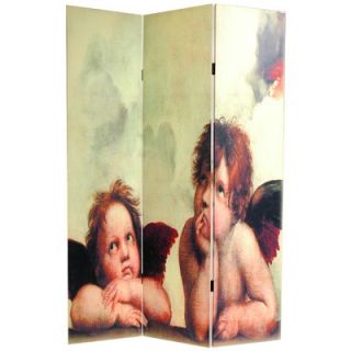 Oriental Furniture Double Sided Cherubs Canvas Room Divider