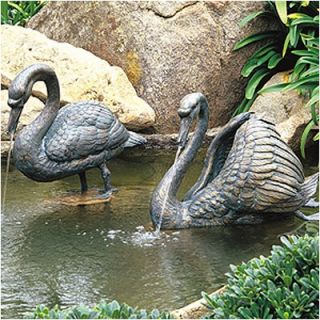 Brass Baron Birds Ruffled Swan Fountain
