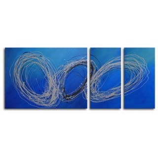 My Art Outlet Hand Painted Coils of Wire 3 Piece Canvas Art Set