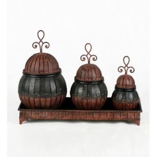 Privilege Three Piece Decorative Canister and Tray Set