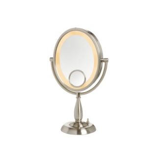 Jerdon 10X Nickel Oval Lighted Vanity Mirror