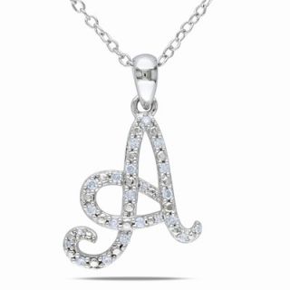 Amour Amour Sterling Silver Diamond Initial Pendant Necklace