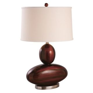 Table Lamp in Reddish Brown and Brushed Gold with Cylinder Shade