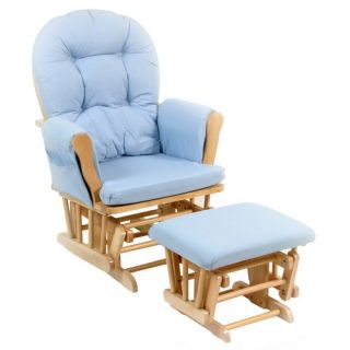 Hoop Natural/Blue Glider and Ottoman