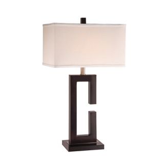 Metal Table Lamp in Capuccino with Wood Accent