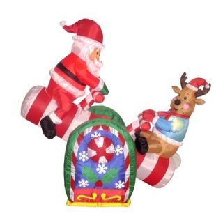 BZB Goods Christmas Inflatables Animated Santa Reindeer Teeter Totter