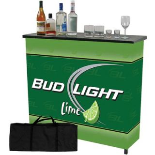 Trademark Global Bud Light Lime 2 Shelf Portable Bar Table with Case