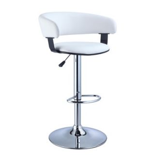 Powell Faux Leather Adjustable Height Bar Stool in White