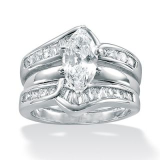 Palm Beach Jewelry Sterling Silver 2 Piece Cubic Zirconia Wedding Ring