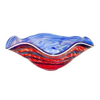 White Walls Hand Blown Decorative Dish in Blue and Red