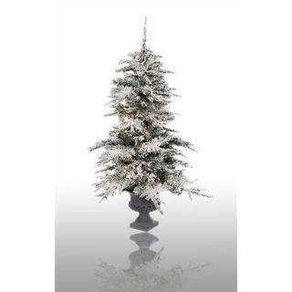 Potted Prelit Flocked Vail Artificial Christmas Tree   mtx30490