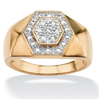 Palm Beach Jewelry 18k Gold/Silver Mens Round Diamond Hexagon Ring
