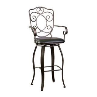 Powell Scroll Back Barstool in Distressed Bronze