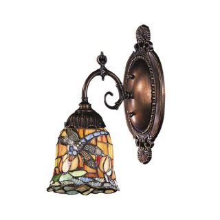 Mix N Match Wall Sconce in Tiffany Bronze with Dragonfly Design Glass