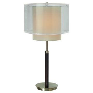 George Kovacs Brushed Nickel Table Lamp with White Linen Shade