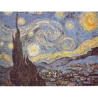 White Walls Hand Painted Starry Night Canvas Art