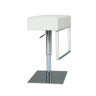 Chintaly Adjustable Backless Swivel Stool with Square Seat in White