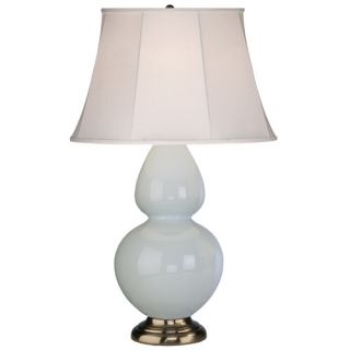 Double Gourd Table Lamp in Baby Blue Glazed Ceramic with Antique Si