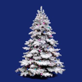 Flocked Alaskan 6.5 Artificial Christmas Tree with Multicolored Li