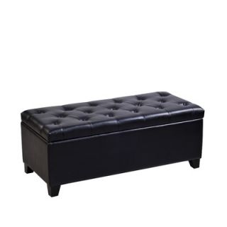 Handy Living Tufted Bench Renu Leather Storage Ottoman   OTT413