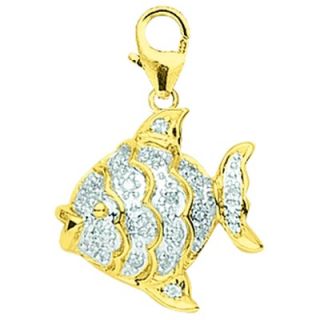 EZ Charms 14K Diamond Fish Charm in Yellow Gold