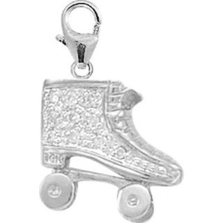 EZ Charms 14K White Gold Diamond Roller Skate Charm