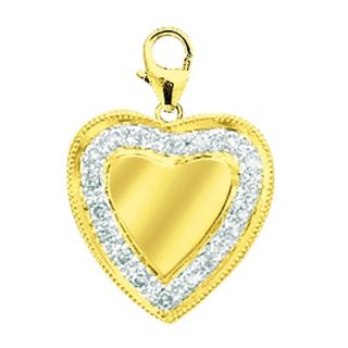 EZ Charms 14K Yellow Gold Diamond Heart Disc Charm