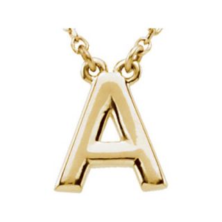 Jewelryweb 14k Yellow Gold Gold Fashion Block Initial Necklace a 16