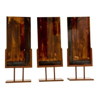 Handmade Sculptural Panels with Iron Stands in Autumn (Set of 3)