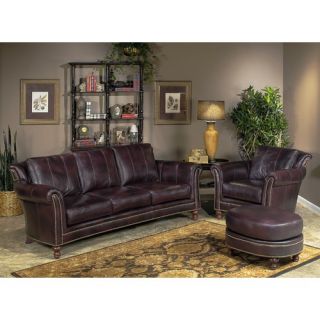 Wholesale Interiors Koala Leather Accent Chair and Ottoman Set in Dark