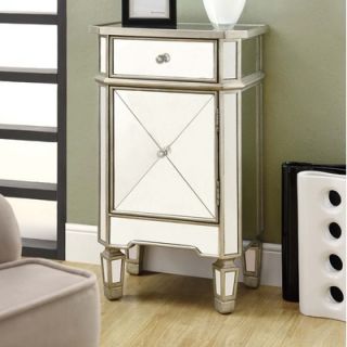 Monarch Specialties Inc. Mirrored 1 Drawer Accent Cabinet