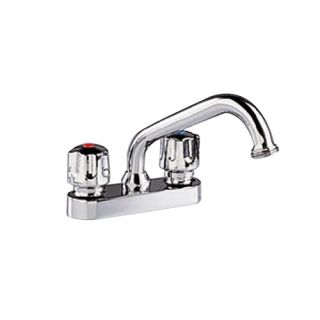Deck Mounted Laundry Faucet with Hose End Spout and Double Knob Handle