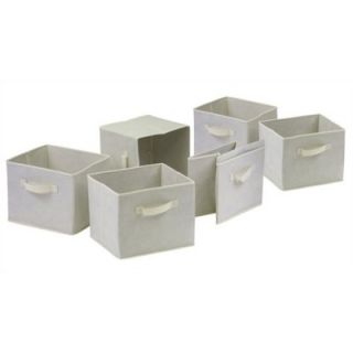 Winsome Verona Storage Shelf with 6 Foldable Beige Fabric Baskets