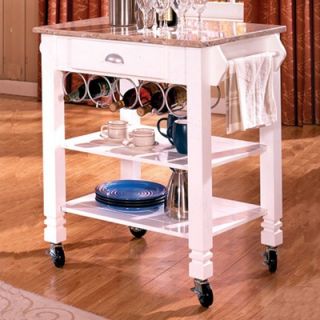 Bernards Kitchen Cart with Marble Top