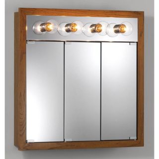 Surface Mount Cabinet with Four Bulbs in Honey Oak