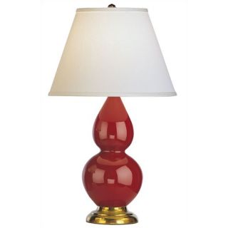 Double Gourd Accent Lamp in Oxblood Glazed Ceramic with Antique Nat