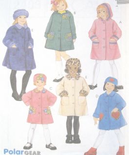 Childs Unlined Coat Hat Sewing Pattern A Line Hood Collar Options